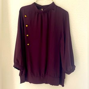 New York & Co Plum Gold Dressy Top Sz M
